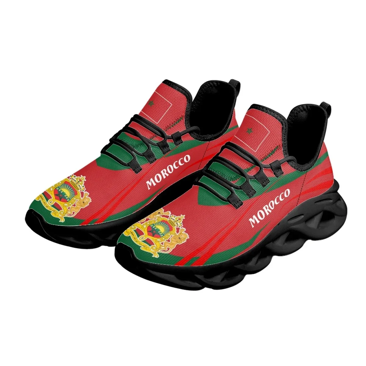 2024 Fashion Morocco Flag Running Shoes Spring Summer Durable Basketball Footwear Shock Absorption Driving Sport Sneakers