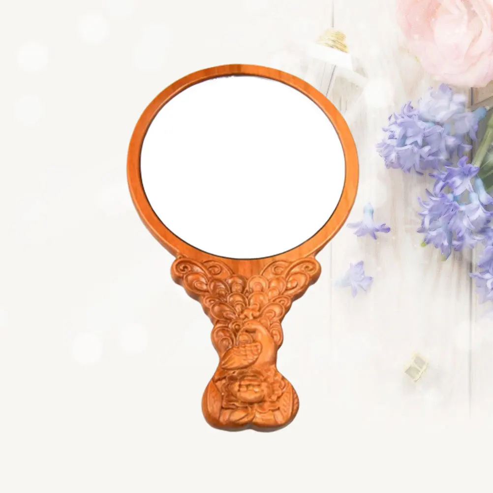 1 Uds. Espejo de maquillaje de madera plegable de 13cm, diseño clásico portátil, espejo de tocador de decoración Natural ecológico