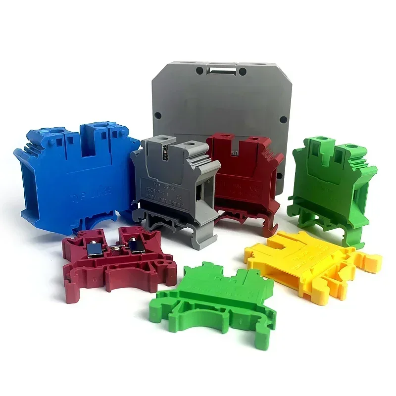 UK1.5N/2.5B/3N/5N/6N/10N/16N/25N/35N/50N Terminal Block Screw Clamp Connector DIN Rail Universal Brass Wiring Voltage Terminal