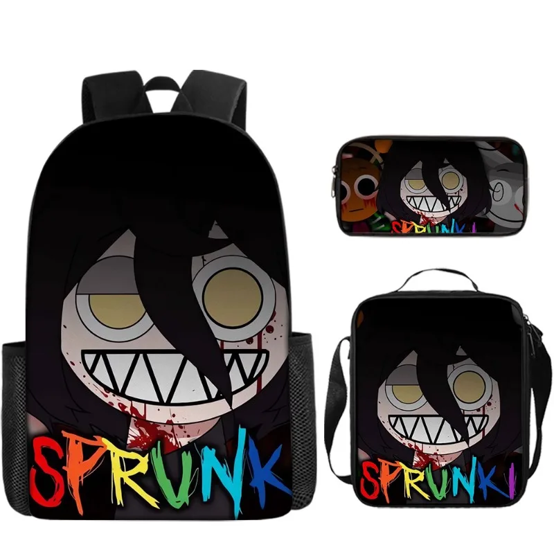 Hot Cartoon GameSprunki Backpack Incredibox Sprunki School Bag Backpack Back Pack Bag Mochila Sprunki Pencil Case Box Pencilcase