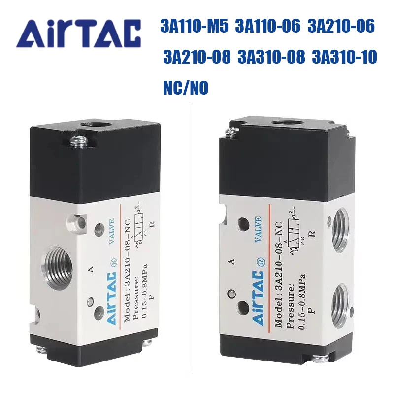 AIRTAC 3A110-M5 3A110-06 3A210-06 3A210-08 3A310-08 3A310-10 NC/NO Original Pneumatic 3/2way Single Air Control Valve