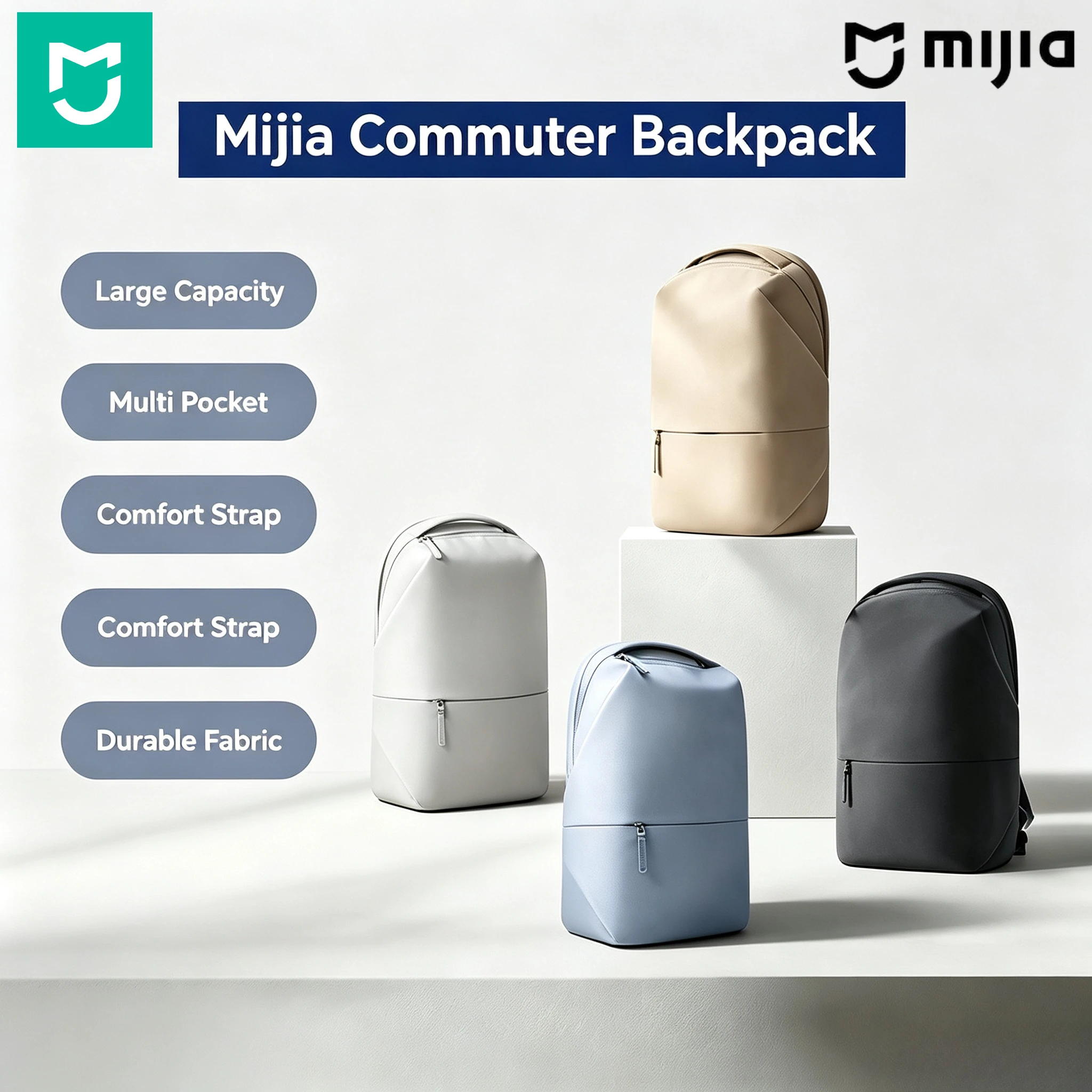 Mijia Commuter Backpack 17.3L Multi‑compartment Laptop Backpack Water Resistant Rucksack for Business Work Travel Daily Carry