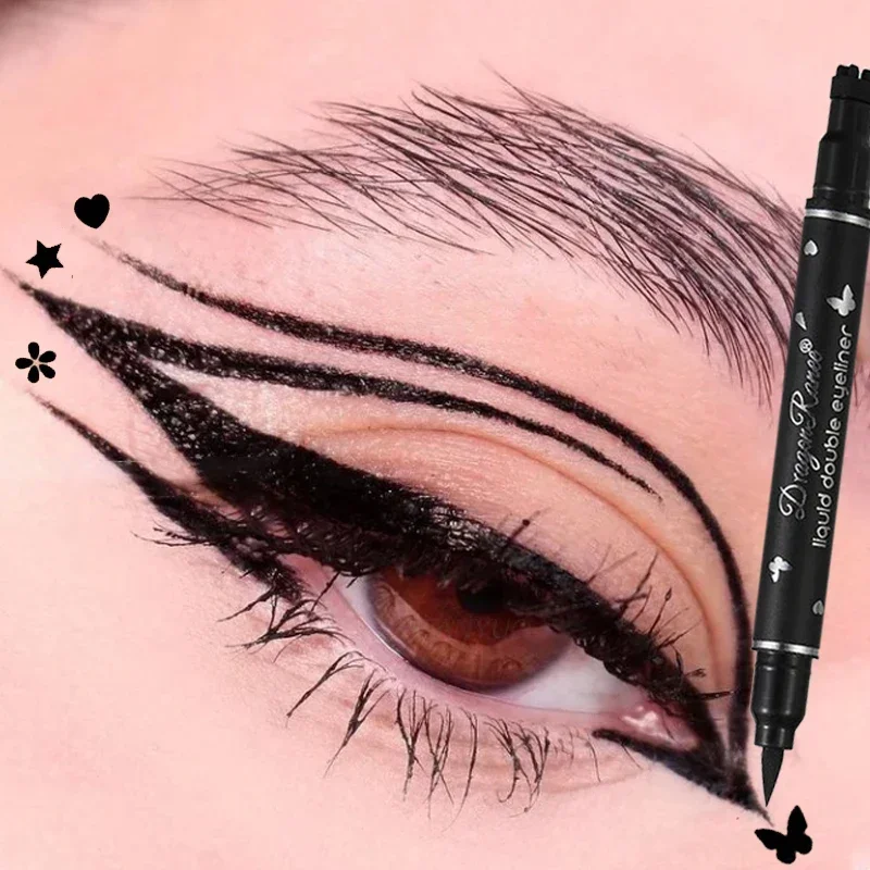 Dragon Ranee Double head Star Seal Eyeliner waterproof non-smudging novice heart plum embellished eye tail eyeliner makeup