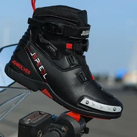 Nuevas botas de motocicleta para hombre, botas de cuero para Motos, transpirables, antideslizantes, resistentes al desgaste, zapatos hasta el tobillo para carreras de motos