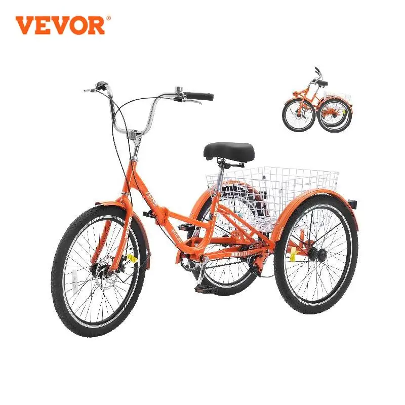 VEVOR Folding Adult Tricycle 26in Lightweight Aluminum Alloy 3 Wheel Cruiser Bike Shopping Picnic For Adults Women Men Seniors