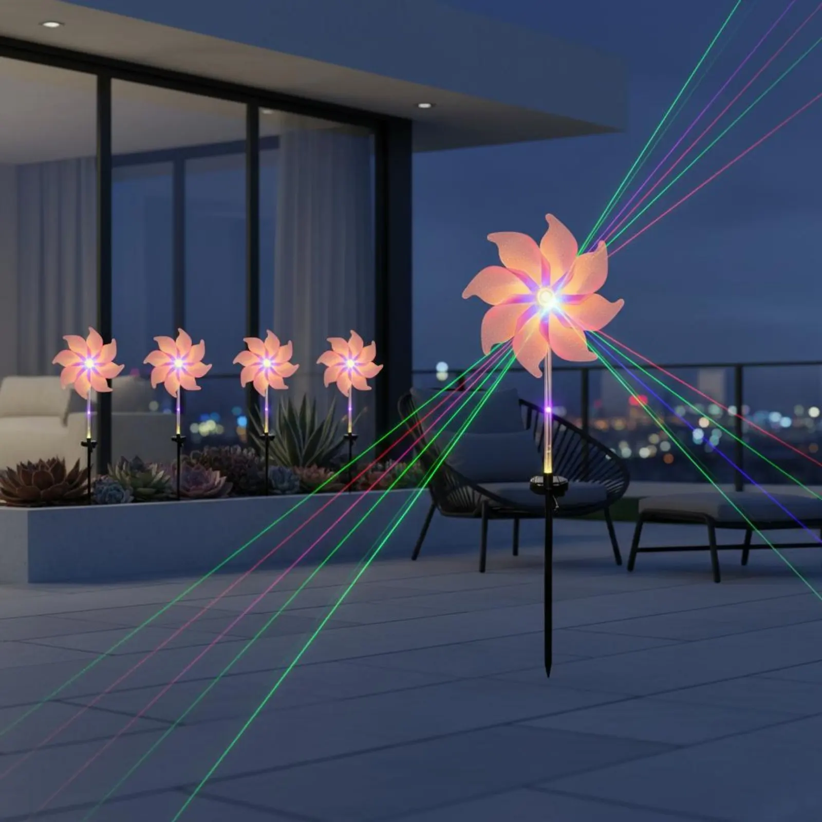 

Solar Pinwheel Stake Light Color Changing Solar Pinwheel Light Colorful Wind Rotator Lamp Easy to Install for Yard