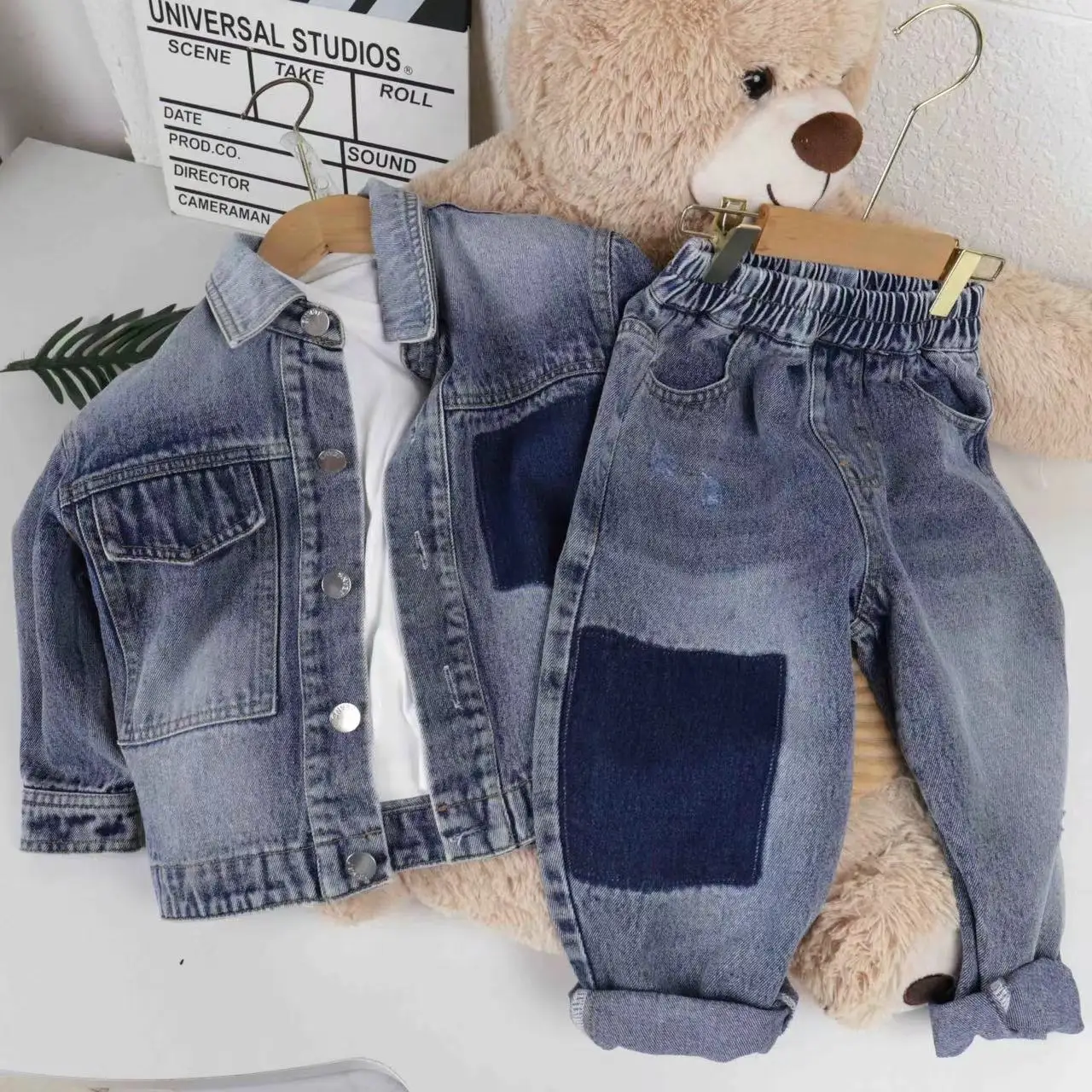 New Spring Autumn Tracksuit JeanSuit Child Baby Boy Cotton Clothing Set Kids Denim Jackets + Pants 2 Pcs For Kids Children Sets