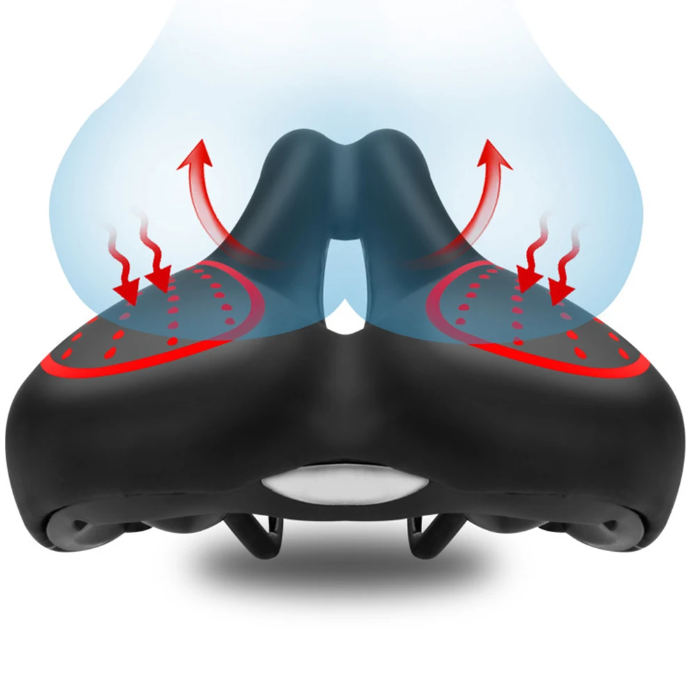 

Silicone Bike Saddle Comfortable Breathable Ergonomic Design Durable Long Lasting Spring Thick Black and Red Cycling Accessories