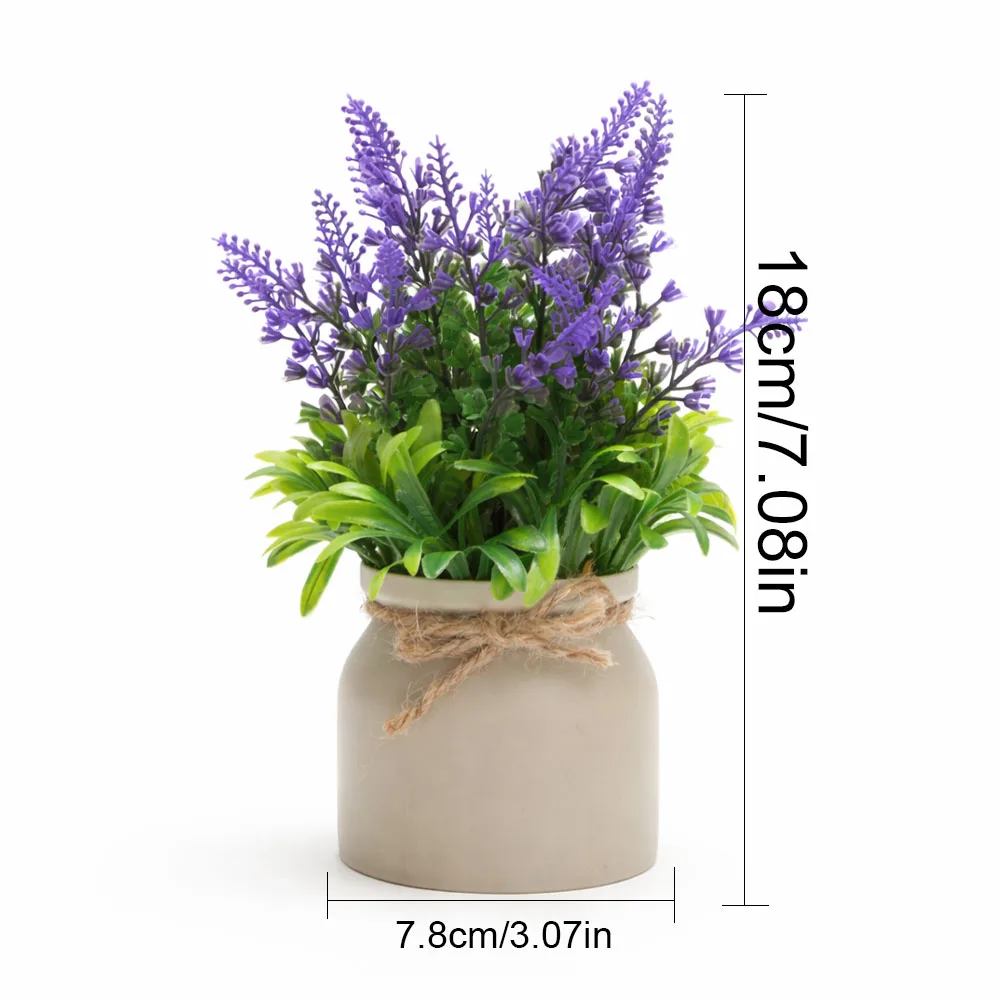 2 Stück Künstliche Lavendelpflanzen im Topf, Mini Plastik-Gänseblümchen, Künstliche Blumen-Bonsai für Innenräume, Schreibtisch, Schlafzimmer, Regal, Büro, Heimdekoration – Detail 5