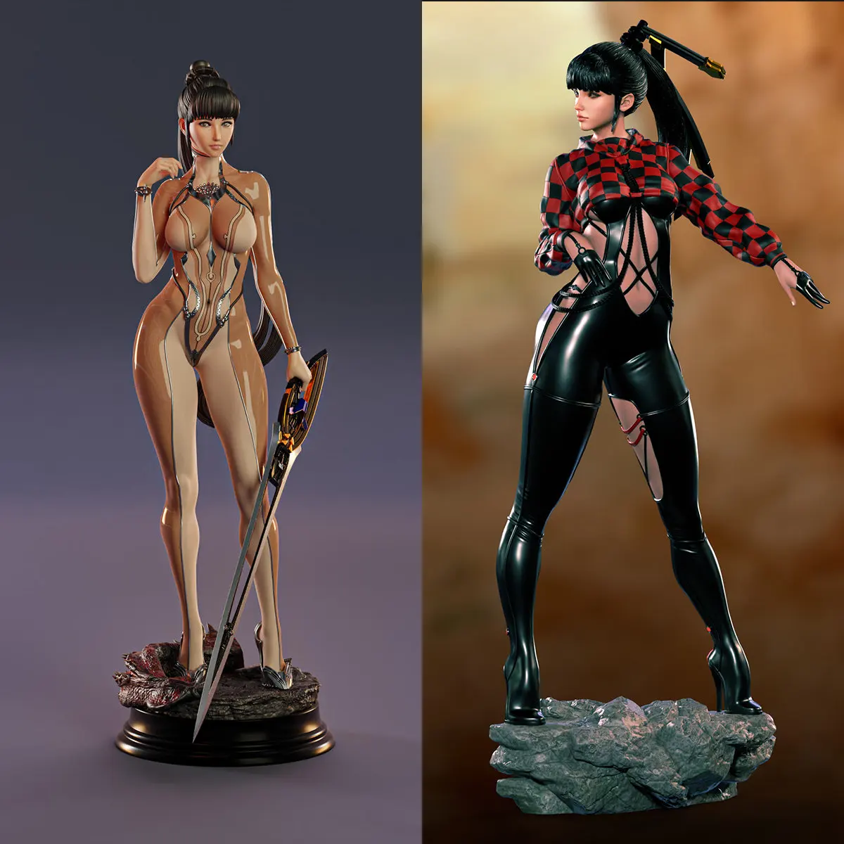 5cm/7.5cm/9cm Sexy Girl Woman Warrior Soldier Figurines Miniatures DIY Coloring Self-assembly 3D Printed Resin Model Craft