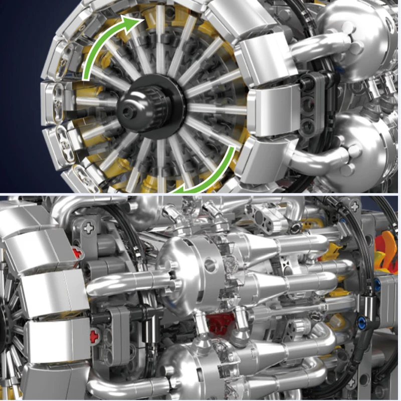 محرك كهربائي توربوجيت للسيارة الخارقة من مولد كينج |   لعبة محرك قابلة للبناء |   اللبنات MOC للبالغين |   1214 قطعة