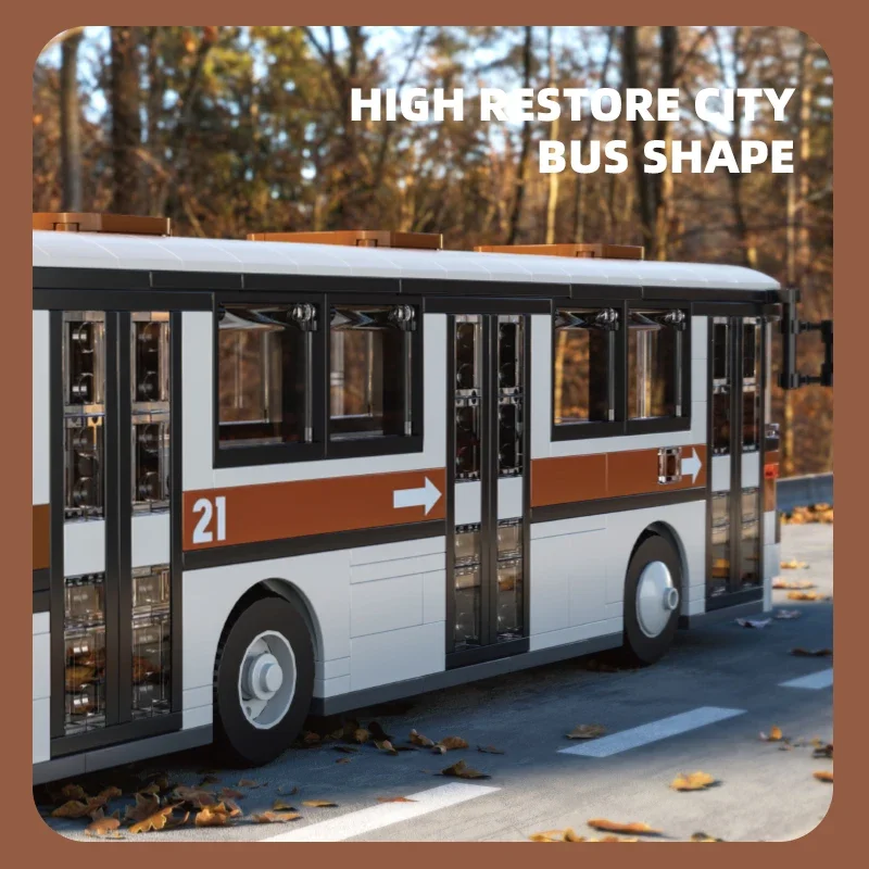 552PCS Retro City Bus Building Blocks Autumn Parade The Bus Model Bricks Desktop Decoration Diy Toys For Kids Holiday Gifts