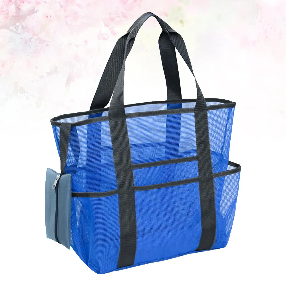 

1Pcs Large Mesh Beach Bag Lightweight Durable Multipurpose Tote Market Picnic Grocery Bag Quick Dry Zipper Pocket Holder Phone