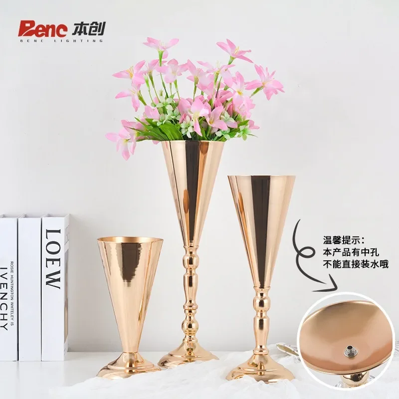 Creative wedding arrangement flower utensils hotel home dining table decoration crystal vase wrought iron