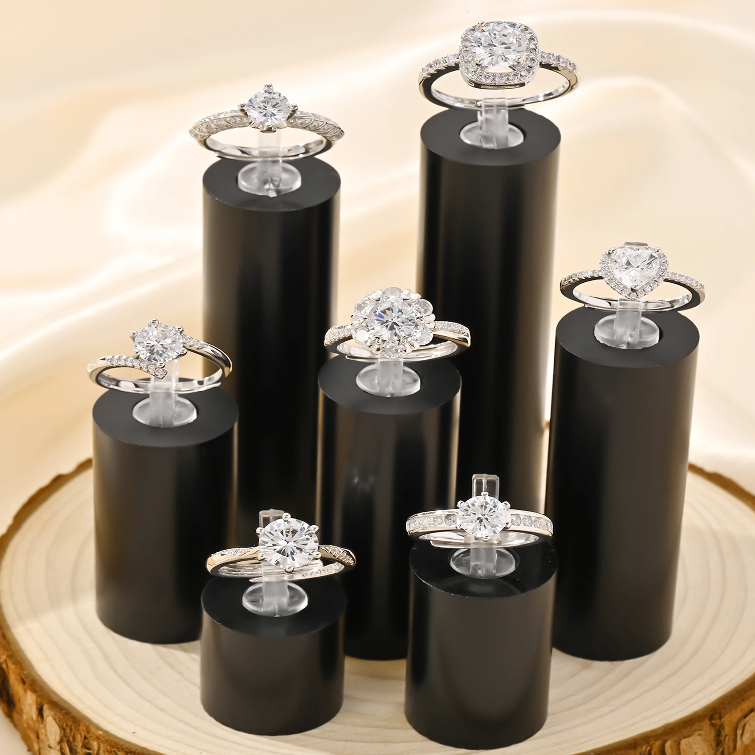 

Набор из 7 предметов, акриловые матовые черные подставки для колец, ювелирные аксессуары, витрина, реквизит, демонстрационный пакет для изготовления ювелирных изделий для фотографий