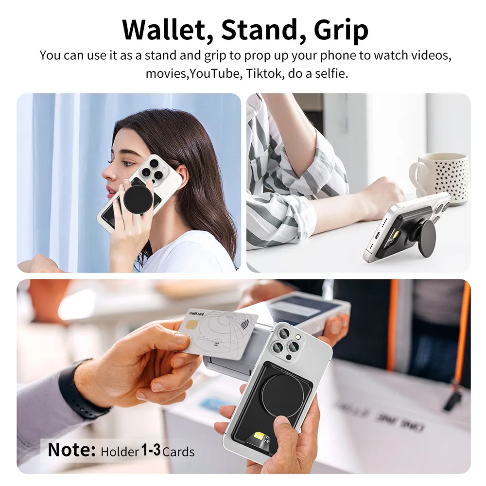Uniwersalny portfel magnetyczny Grippopso z rozszerzającym uchwytem na telefon, etui na karty telefoniczne solidna portfel z gniazdem na portfele IPhone Samsung — zdjęcie 7