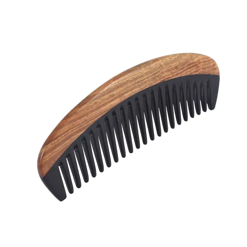Hair Comb - Wide Tooth Wooden Detangling Comb For Curly Hair - No Static Sandalwood Buffalo Horn Comb For Men And Women-Y48A