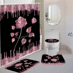 Waterproof Shower Curtain Set with 12 Hooks Toilet Covers Seat Bath Mats for Bathroom non-slip Rug carpet Curtain for Windows