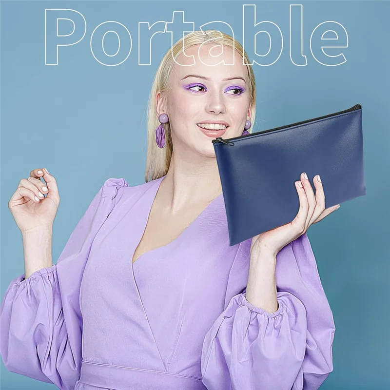 AS95-Zippered Money Pocket 11 X 6.25 Inches, Secure Bank Pocket Forcoins, Bills, Checks, Invoices, Cosmetics