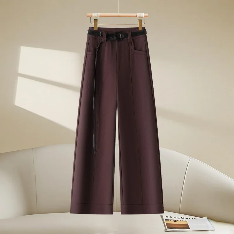 

Корейский стиль, дизайнерские нишевые широкие брюки для женщин, осенние новые модные свободные универсальные утягивающие повседневные брюки с высокой талией