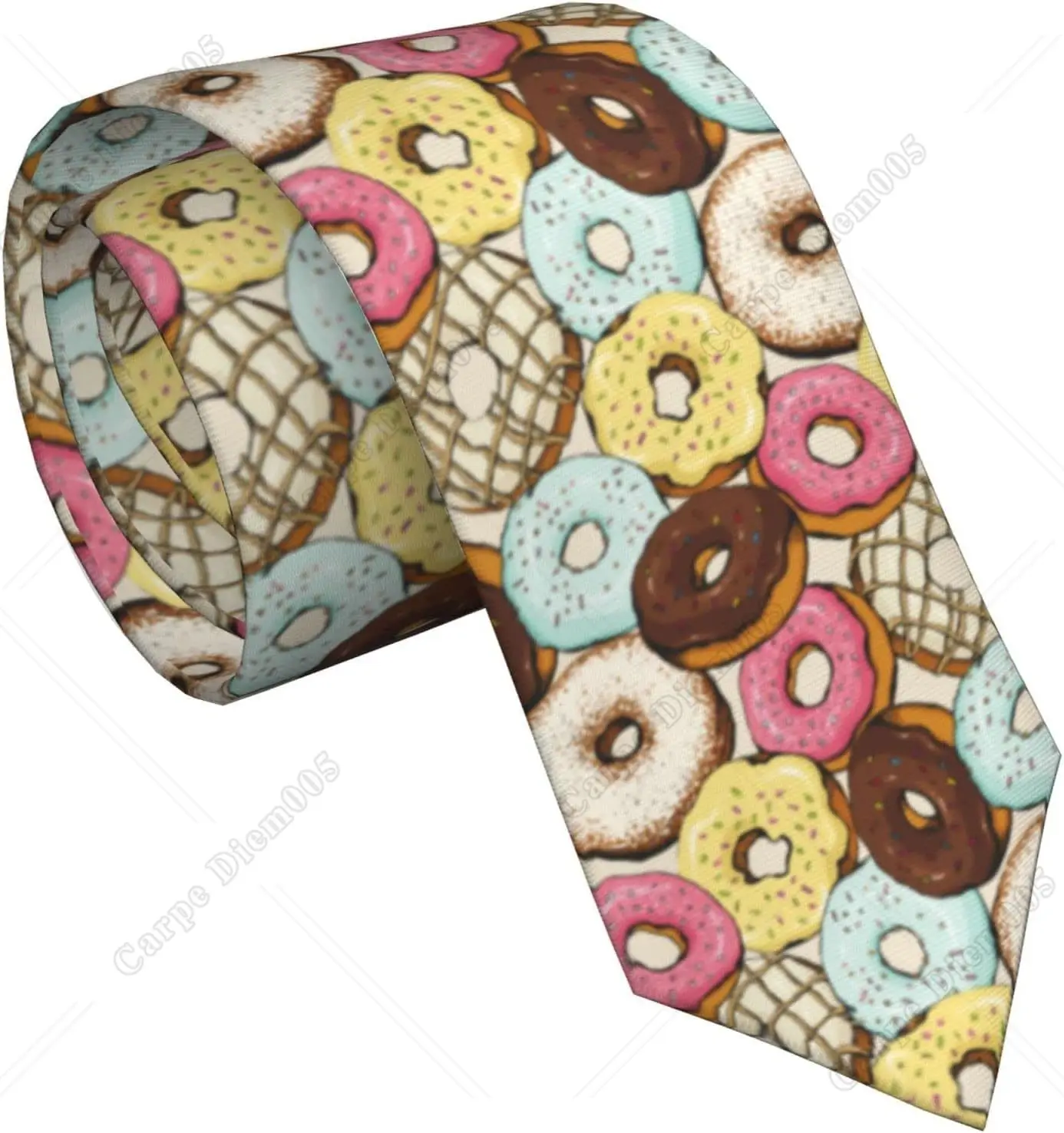 Yummy Doughnut Men'S Novelty Necktie Ties Funny Neckties Fashion Neck Ties Wedding Business Party Gifts