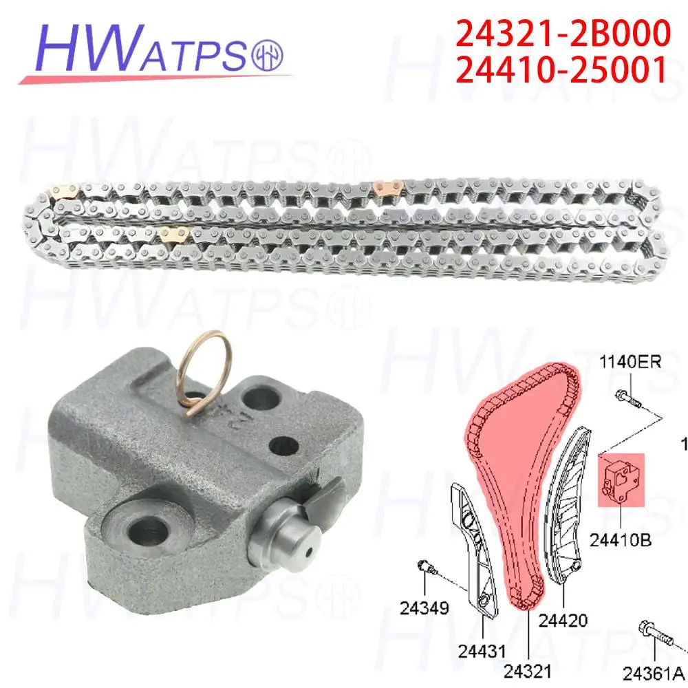 

Для Hyundai Accent 2011-2013 Kia Soul 2010-2011 1.6L новый комплект цепи ГРМ двигателя 24321-2B000 24410-25001