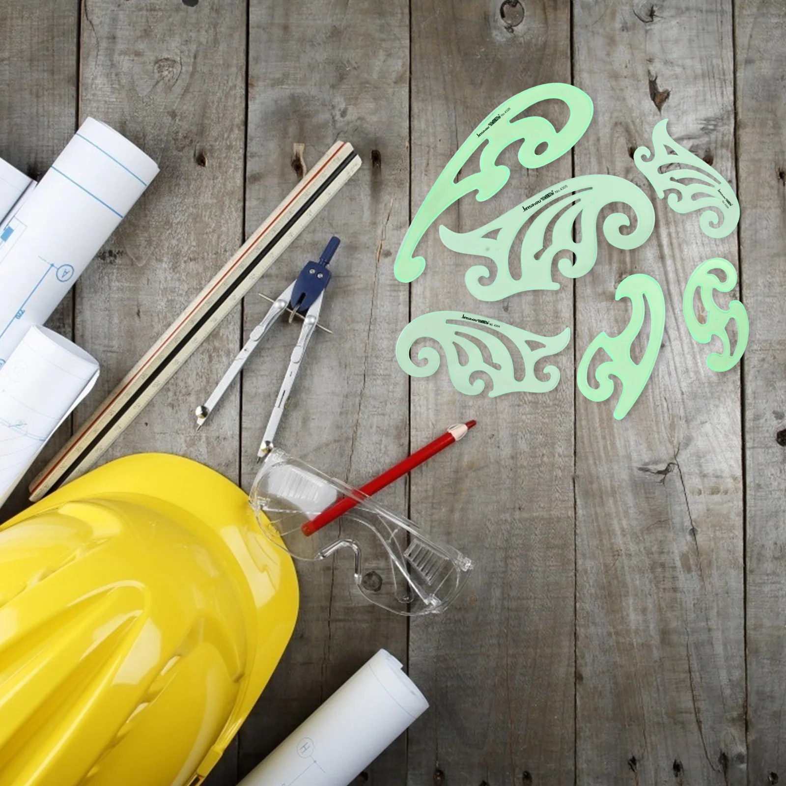 6 個の描画テンプレートステンシル幾何学的形状プラスチック定規学校オフィスアート描画ツールセット用