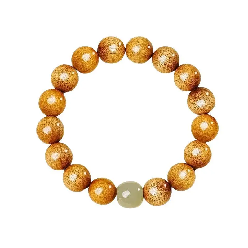 

Single Circle Golden Phoebe Bracelet Hetian Jade Water Grain Sandalwood Classic Unisex Lucky Prayer Wristband Gifts