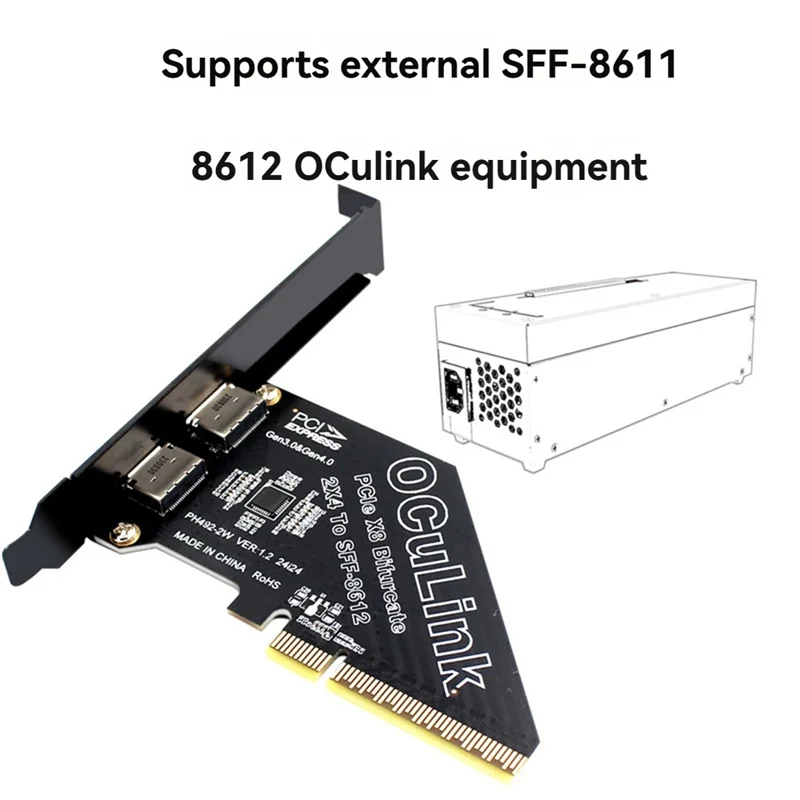 A95Q-SFF 8611 & 8612 Adapter Card Pcie 4.0 X8 To Oculink Support Convert SFF-8639 U.2 SSD 2-Port Expansion Card