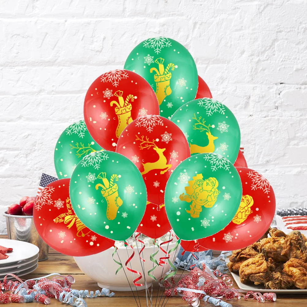 

50pcs Christmas Balloons 12Inch Red Green Printed Latex For Party Decorations Holiday Events Xmas Theme Decor Balloon Supplies