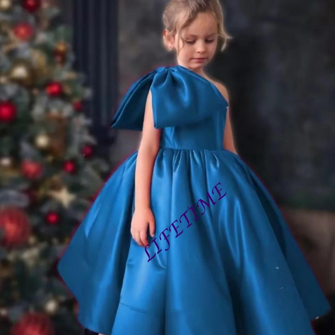 

Винно-красные платья с цветочным узором для девочек по индивидуальному заказу на свадьбу, пышные атласные платья принцессы на одно плечо, бальные платья для дня рождения, первое причастие D