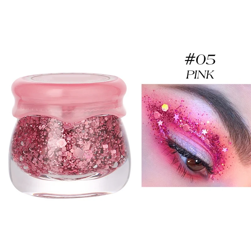 Eye Glitter Eyeshadow Nail Hair Body Face Glitter Gel Long Lasting Sparkling Sequins Festival Shinny Decoration Party, 2