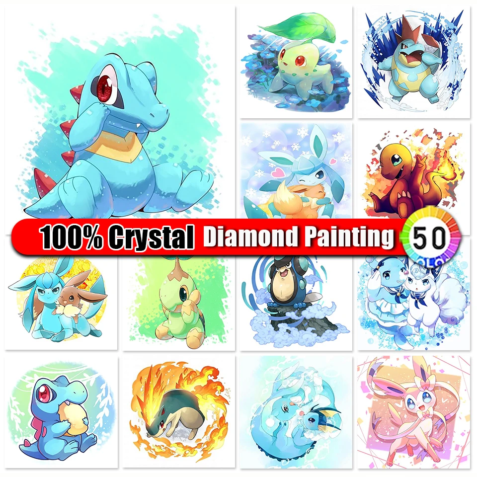 100% Crystal Diamond Painting Pikachu Cross Stitch Kits Full Square/Round DIY Diamond Mosaic Pokemon Embroidery Home Decor Gifts