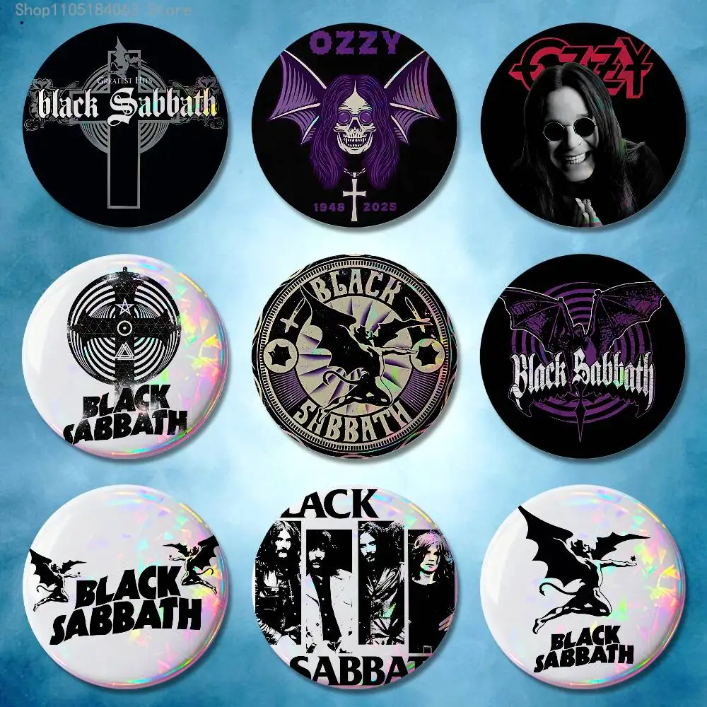 

B-Black S-Sabbath Ozzy Badges Button Round Creative Pin Brooch Badge Bag Decor Accessories Fans Collect Friends Gifts