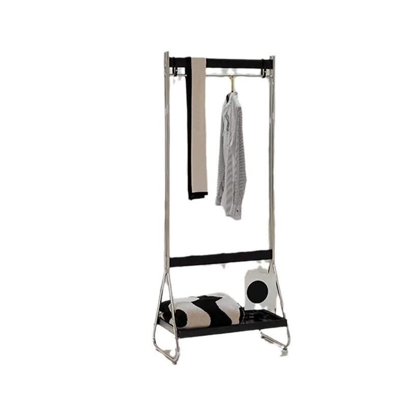 

American light luxury coat rack floor-to-ceiling household bedroom small apartment stainless steel household hanger movable