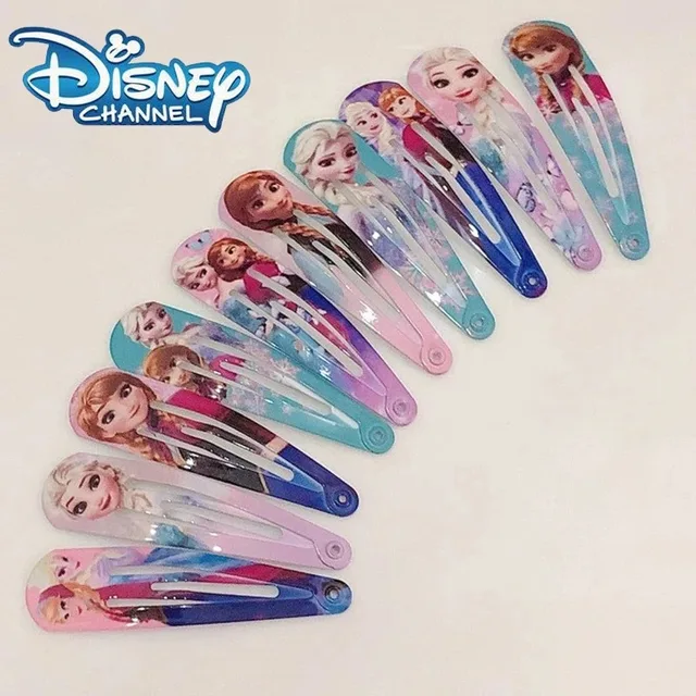 Losowe 5/10 sztuk mrożone spinki do włosów Elsa dziecięce śliczne Disney akcesoria do włosów cyfrowe drukowane spinki do włosów minimalistyczne prezenty urodzinowe