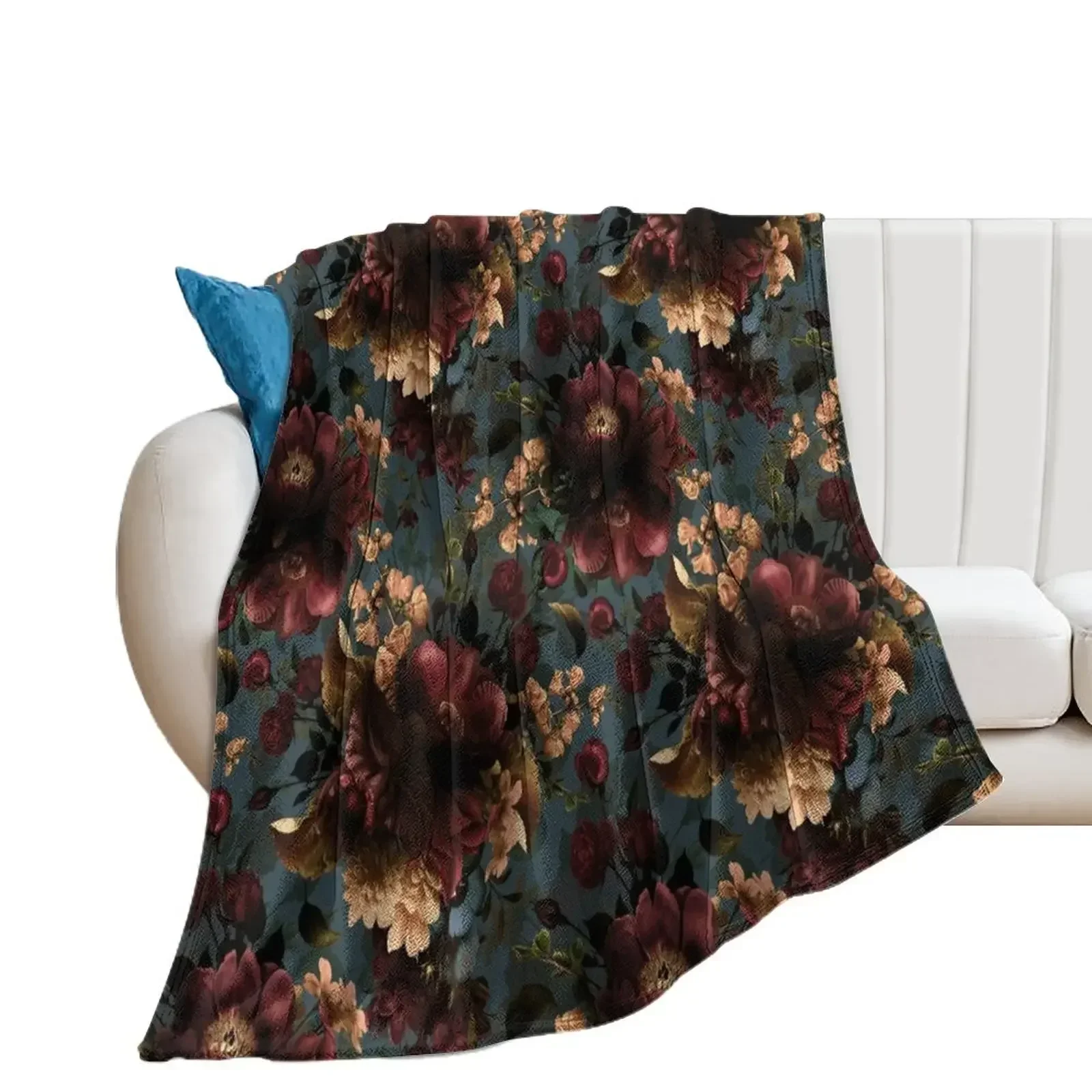 

Moody florals - Mystic Botanical Night Garden 10 Throw Blanket Bed covers Decoratives Blankets