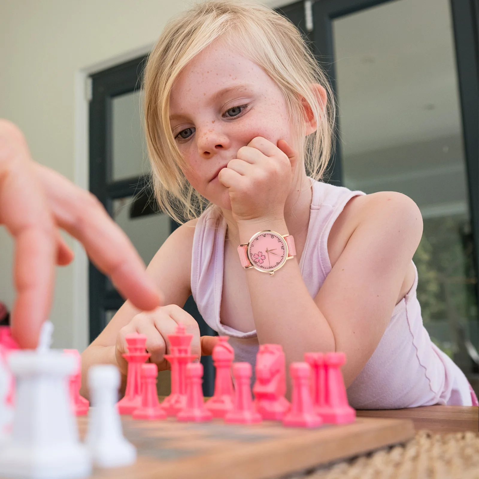 

Children Flower Pattern Wristwatch Detachable Canvas Band Stylish Breathable Kids Watch Cartoon Students Gift Students Watch