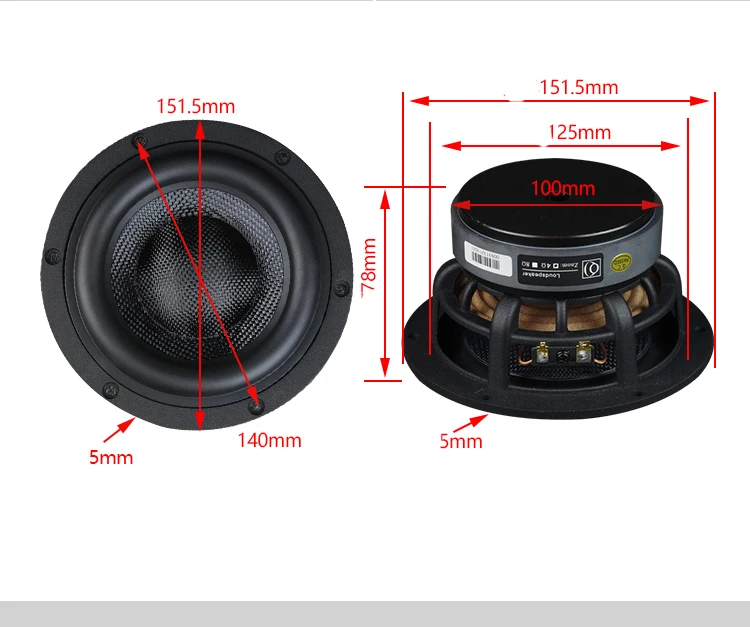 Subwoofer De Alta Fidelidade, I Speaker Unit, Fibra De Vidro, Bacia Tecida, Alta Fidelidade, 4 Ohm, 8 Ohm, 60W-120W, 5.25 polegadas