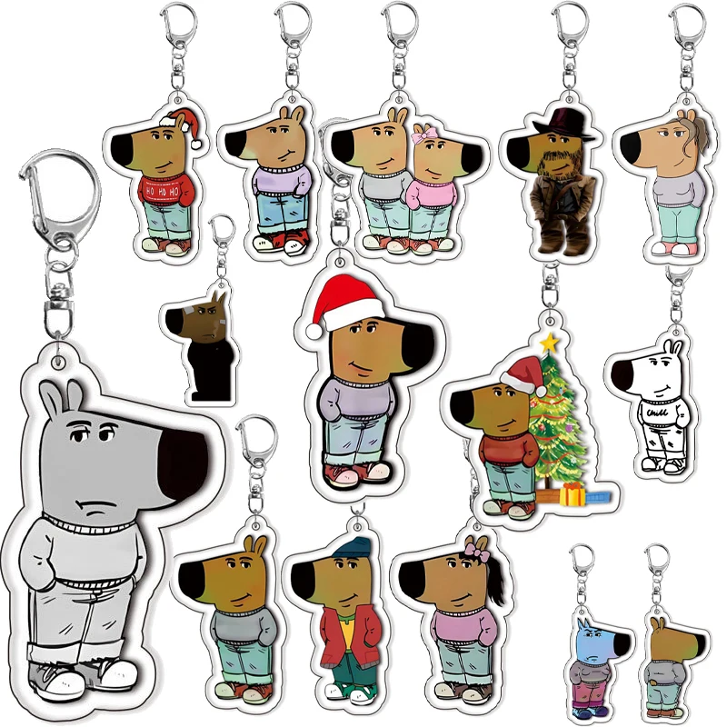 

Рождественский акриловый брелок с рисунком собаки, модный милый забавный очаровательный мешок для девочек и мальчиков, очаровательное кольцо, орнамент, подарки для пар, игрушки