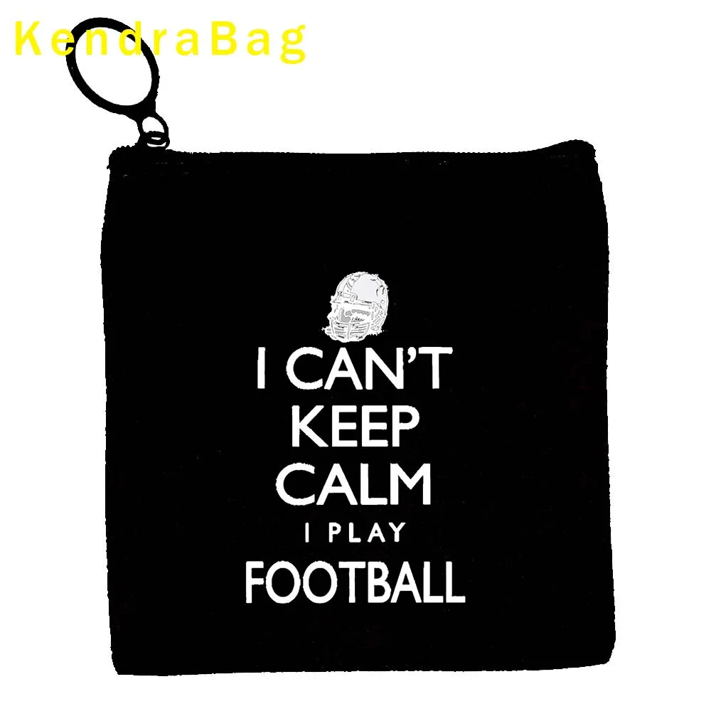 Peace Love Soccer Team Sports Fan Football Number Gifts Player Soccer Ball Canvas Coin Purse Key Case Bags Wallet Zipper Pouch