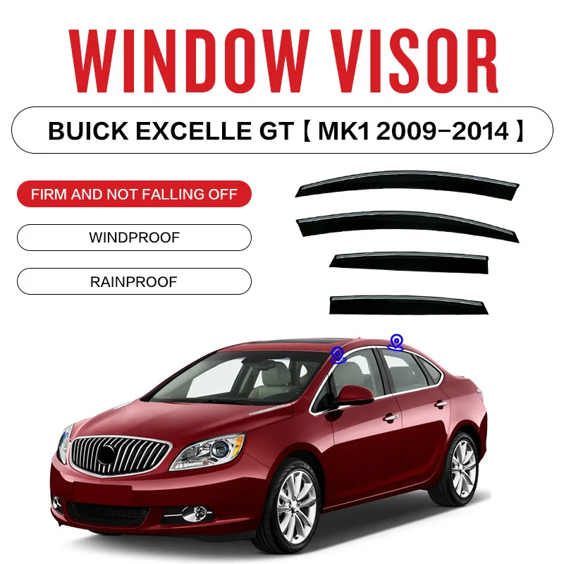 

For BU-ICK EXCELLE 2009-2014 MK2 2015-2023 Plastic Window Visor Vent Shades Sun Rain Deflector Guard 4PCS/SE