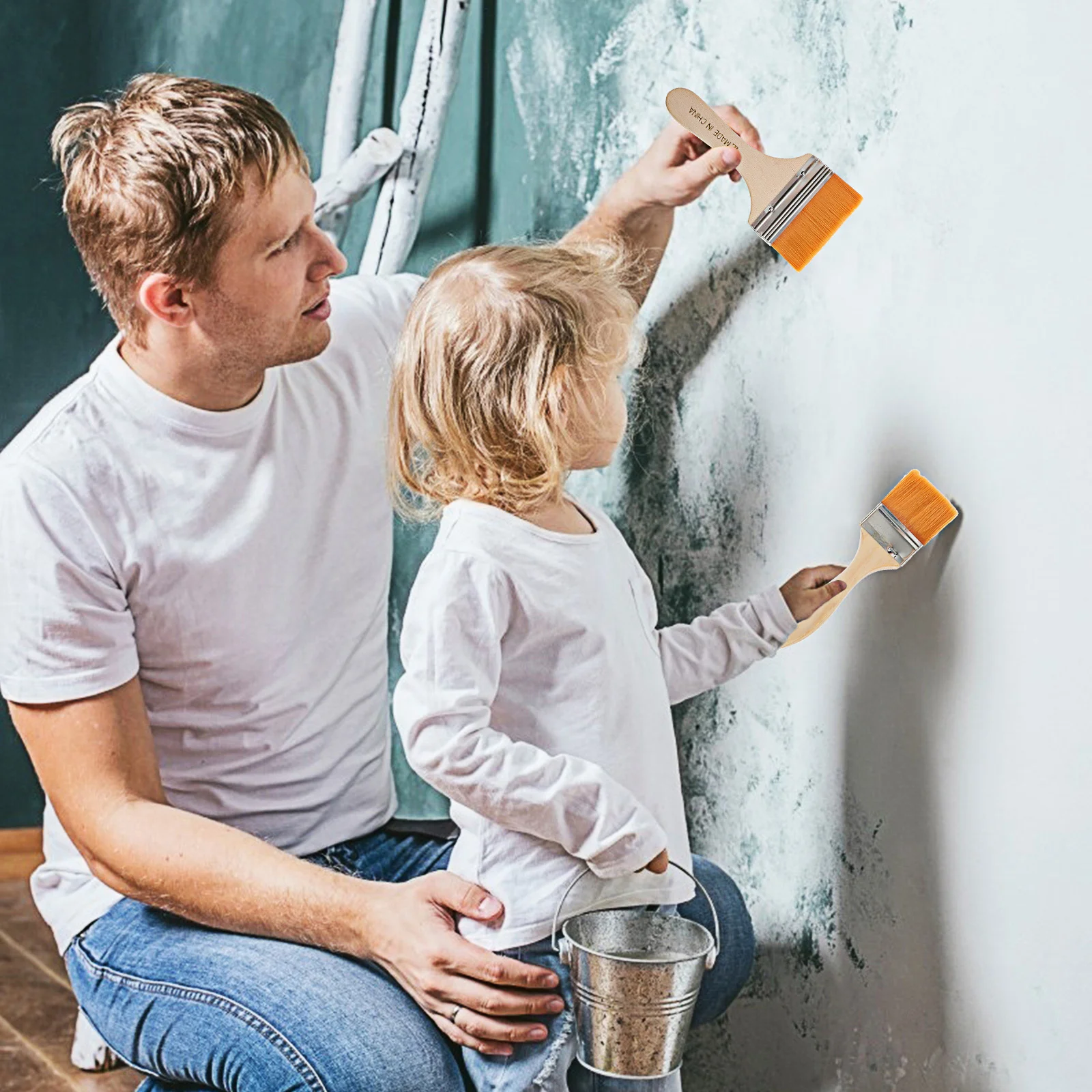 

6Pcs Oil Painting Brush Set Wood Handle Ergonomic Design for Daily Use Multi-Function Paint Brush Household Art