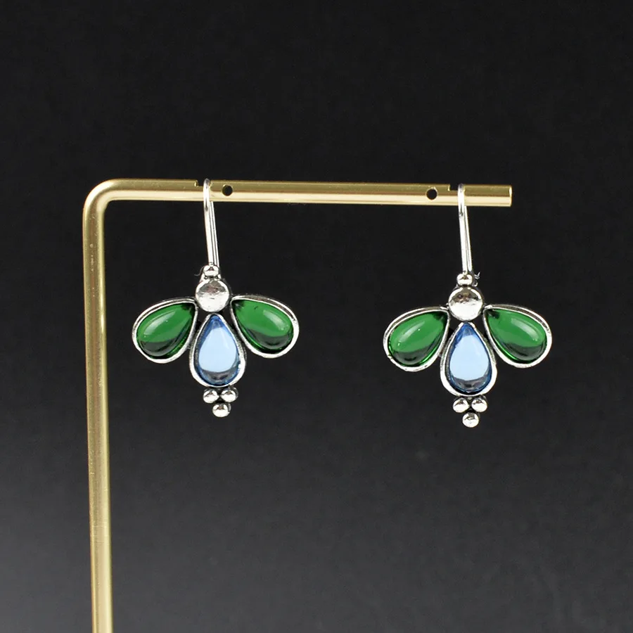 

Аксессуары для самостоятельного изготовления: новые серьги в богемном стиле с подвесками в форме капли воды, имитацией эмали и цветочным узором, ретро-креативные серьги с синими изумрудами для женщин.