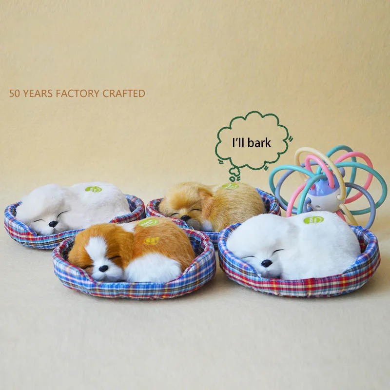 

Моделирование спящего домашнего щенка, плюшевые игрушки, креативные украшения для дома, рабочего стола, автомобиля, милый домашний щенок, коре и прогущение