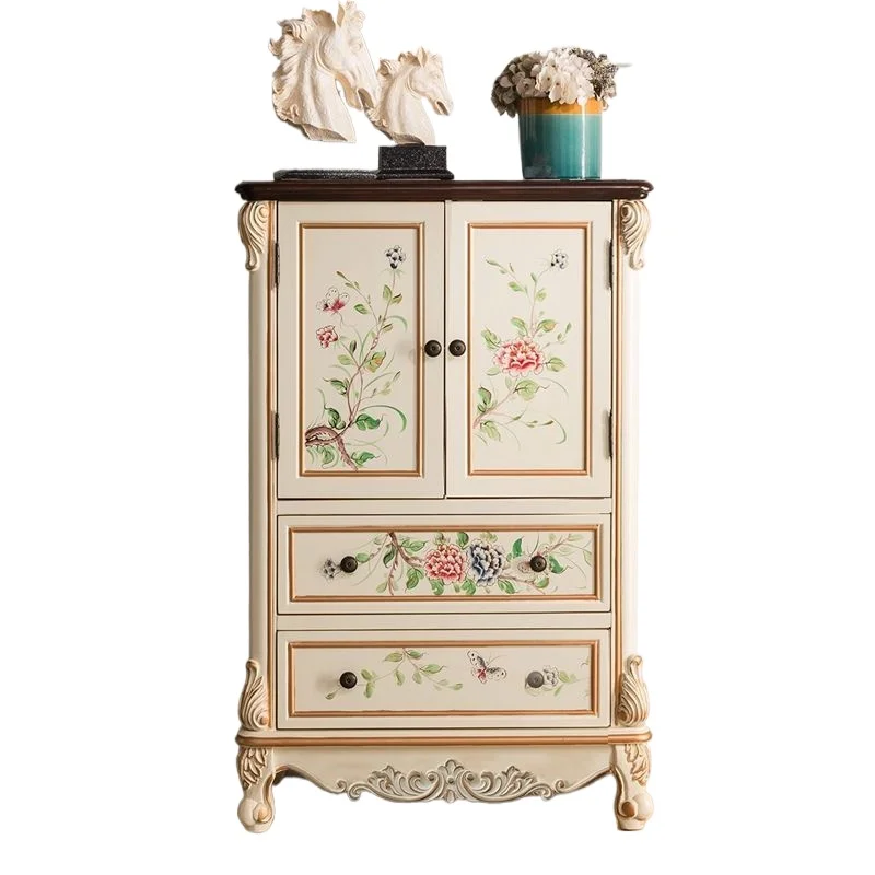 European solid wood chest, American high door drawer bookcase, entrance retro TV side cabinet