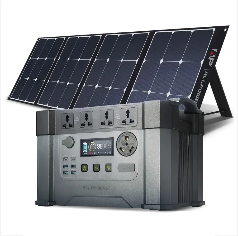 

Powerstation 2400W Mobile Energy Storage Power Supply With 18V Solarpanel, 4x2400W AC Outlet,30A RV Plug,UPS Function