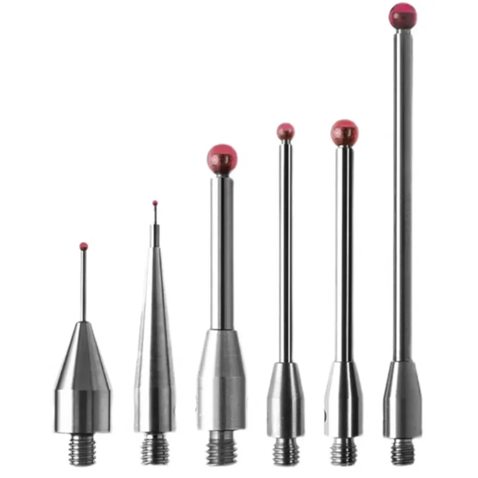 Three dimensional probe, three coordinate measuring needle, ruby 0.5/1 gauge probe, stainless steel measuring rod thread M2