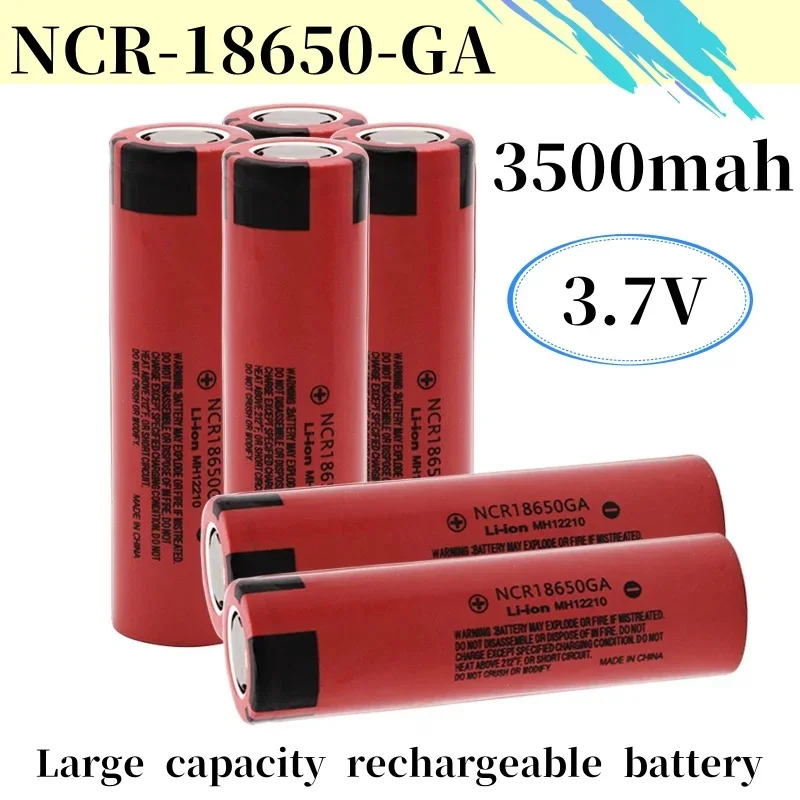 

2024 NCR 18650GA high discharge 3.7V 3500mAh 18650 large capacity rechargeable battery flashlight flat top lithium battery BMS