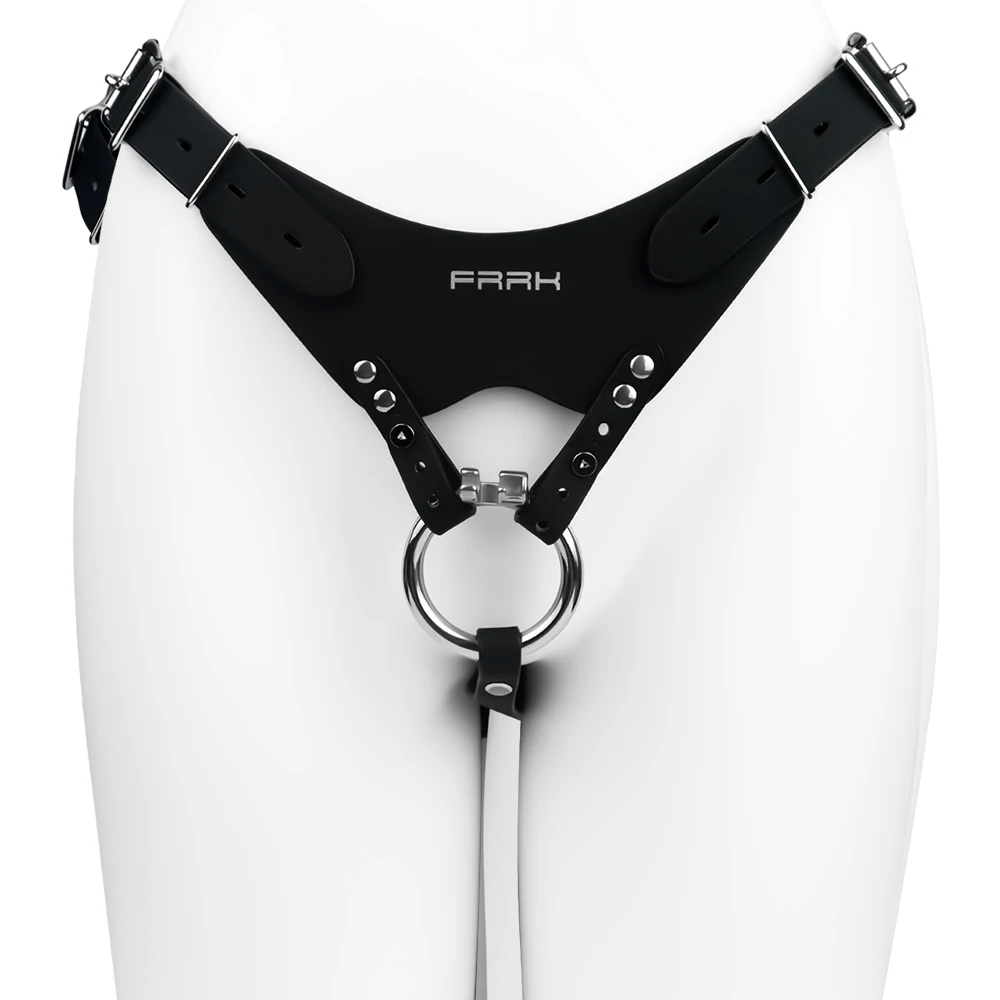 ORALSX PU Leather Auxiliary Chastity Belt for Metal Chastity Cage Band BDSM Penis Restraint Accessory Harness Sex Toys For Men view 3